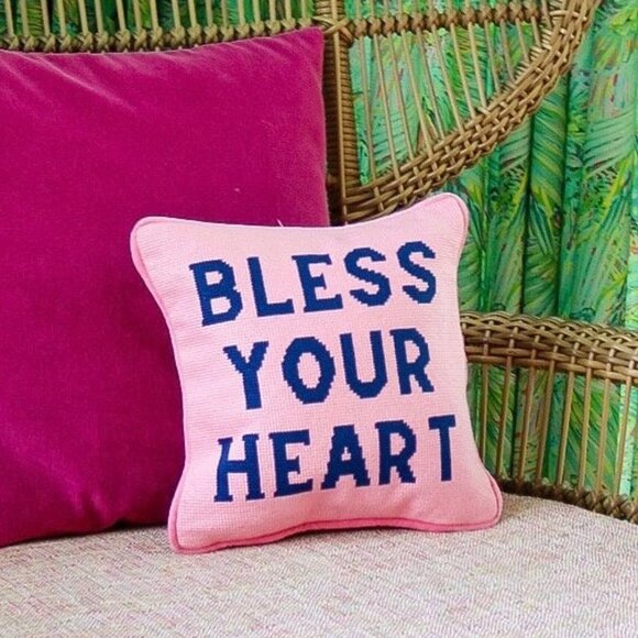 Bless Your Heart Needlepoint Pillow - Picture 2 of 3